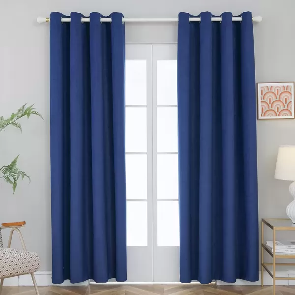 imageFY FIBER HOUSE 100 Blackout Curtains Summer Home Decoration Window Treatment Thermal Insulated Solid Grommet Velvet DraperiesDrape for Kitchen2 Panels42 by 84 InchPinkNavy