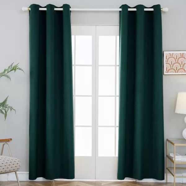 imageFY FIBER HOUSE 100 Blackout Curtains Summer Home Decoration Window Treatment Thermal Insulated Solid Grommet Velvet DraperiesDrape for Kitchen2 Panels42 by 84 InchPinkDark Green