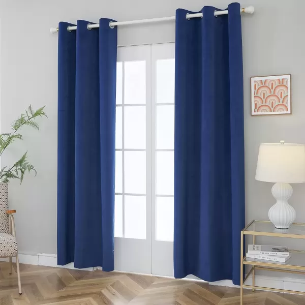 imageFY FIBER HOUSE 100 Blackout Curtains Summer Home Decoration Window Treatment Thermal Insulated Solid Grommet Velvet DraperiesDrape for Kitchen2 Panels42 by 84 InchPinkNavy