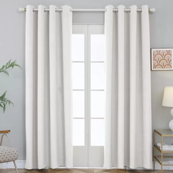 imageFY FIBER HOUSE 100 Blackout Curtains Summer Home Decoration Window Treatment Thermal Insulated Solid Grommet Velvet DraperiesDrape for Kitchen2 Panels42 by 84 InchPinkGrayish White