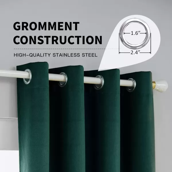 imageFY FIBER HOUSE 100 Blackout Curtains Summer Home Decoration Window Treatment Thermal Insulated Solid Grommet Velvet DraperiesDrape for Kitchen2 Panels42 by 84 InchPinkDark Green