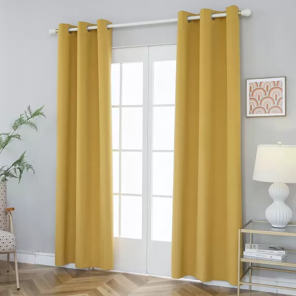 imageFY FIBER HOUSE 100 Blackout Curtains Summer Home Decoration Window Treatment Thermal Insulated Solid Grommet Velvet DraperiesDrape for Kitchen2 Panels42 by 84 InchPinkYellow