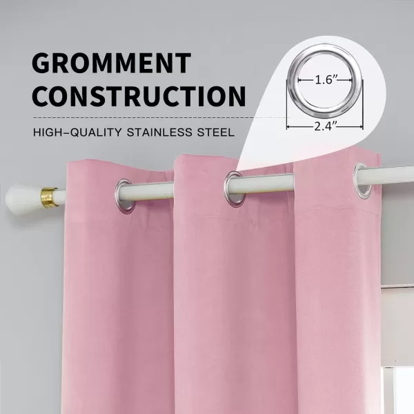 imageFY FIBER HOUSE 100 Blackout Curtains Summer Home Decoration Window Treatment Thermal Insulated Solid Grommet Velvet DraperiesDrape for Kitchen2 Panels42 by 84 InchPinkPink