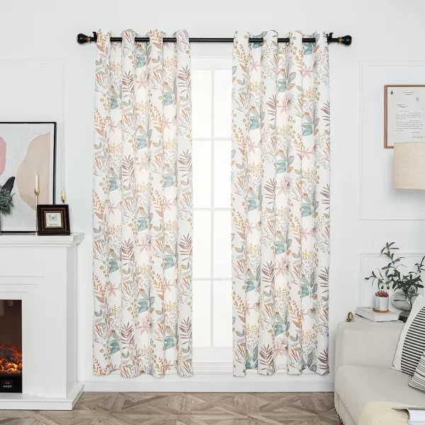 imageFY FIBER HOUSE Floral Curtains Room Darkening Flower Printed Window Drapes with Grommet for Bedroom Living Room Kids Room Dining Room52Wx84LSet of 2 Panels