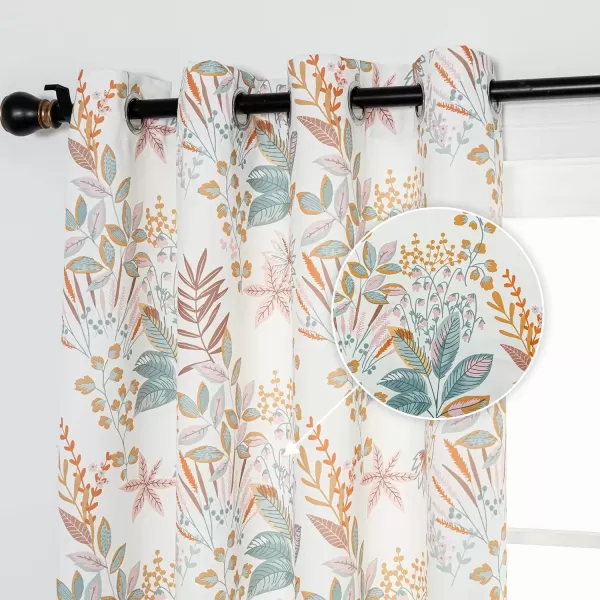 imageFY FIBER HOUSE Floral Curtains Room Darkening Flower Printed Window Drapes with Grommet for Bedroom Living Room Kids Room Dining Room52Wx84LSet of 2 Panels