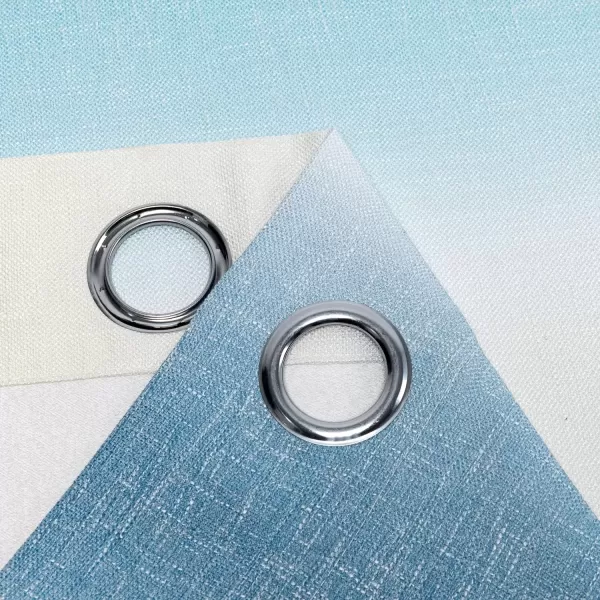 imageFY FIBER HOUSE Multicolor Curtains Gradient Grommet DarkeningLinen Look Blue and White Curtain for Living Dining RoomDecorative Window Ombre Drapes for Boys Girls Kids Bedroom 52Wx95L Inch 2 PanelsGradient Blue Grommet
