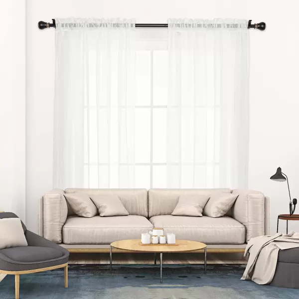 imageFY FIBER HOUSE Sheer Curtains 95 Inches Long Gold 2 Panels Linen Textured Semi Decor Drapes Voile Net Rod Pocket for Living Room Bedroom 52Wx95L Inch Golden YellowWhite Rod Pocket