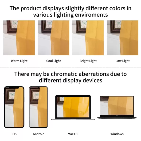 imageFY FIBER HOUSE Sheer Curtains 95 Inches Long Gold 2 Panels Linen Textured Semi Decor Drapes Voile Net Rod Pocket for Living Room Bedroom 52Wx95L Inch Golden YellowGold Rod Pocket