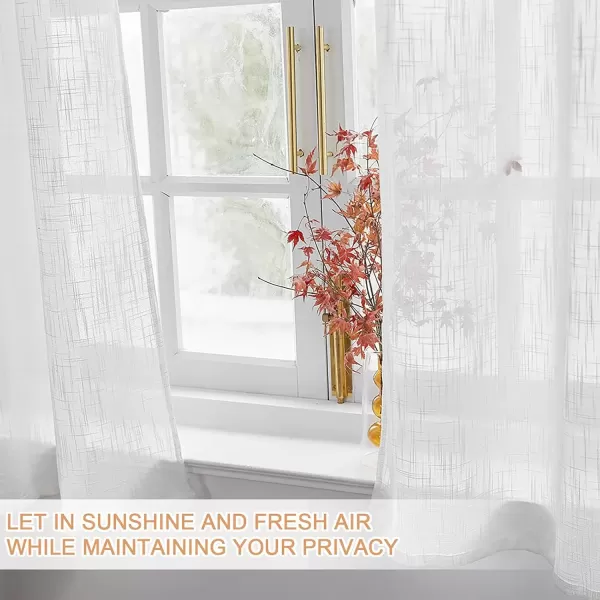 imageFY FIBER HOUSE Woven Faux Linen Semi Sheer Curtains for Living Room and BedroomWindow Drapes Light Filteringwith GrommetsSet of 2 Panels54 by 95InchIvory