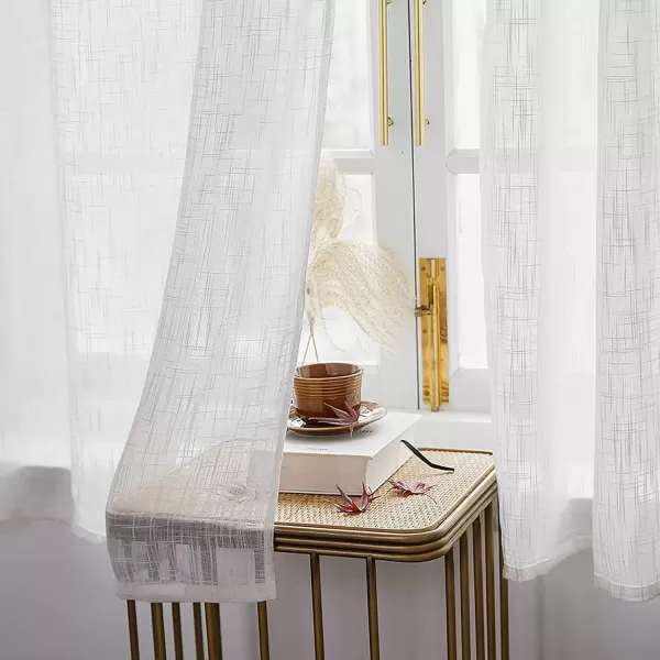 imageFY FIBER HOUSE Woven Faux Linen Semi Sheer Curtains for Living Room and BedroomWindow Drapes Light Filteringwith GrommetsSet of 2 Panels54 by 95InchIvory