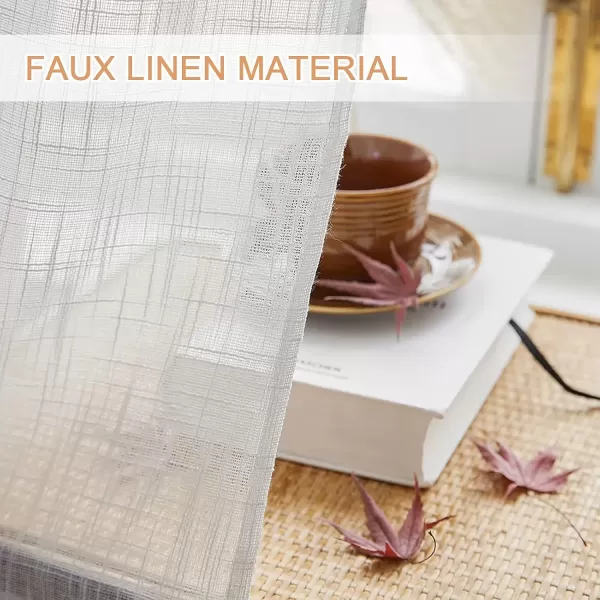 imageFY FIBER HOUSE Woven Faux Linen Semi Sheer Curtains for Living Room and BedroomWindow Drapes Light Filteringwith GrommetsSet of 2 Panels54 by 95InchIvory