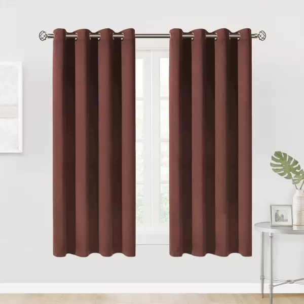 imageRoom Darkening Curtains for Bedroom and Living RoomThermal Insulated Window Drapes with GrommetsBlackout Curtains 63 Inch Long 2 Panels BurgChocolate