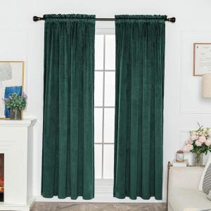 image:imageFY FIBER HOUSE Luxury Velvet Blackout Vintage Curtains Thermal Insulated Rod Pocket Drapes for Bedroom Living Room Office Nursery 52x108 Inch 1 Pair Dark GreenDark Green