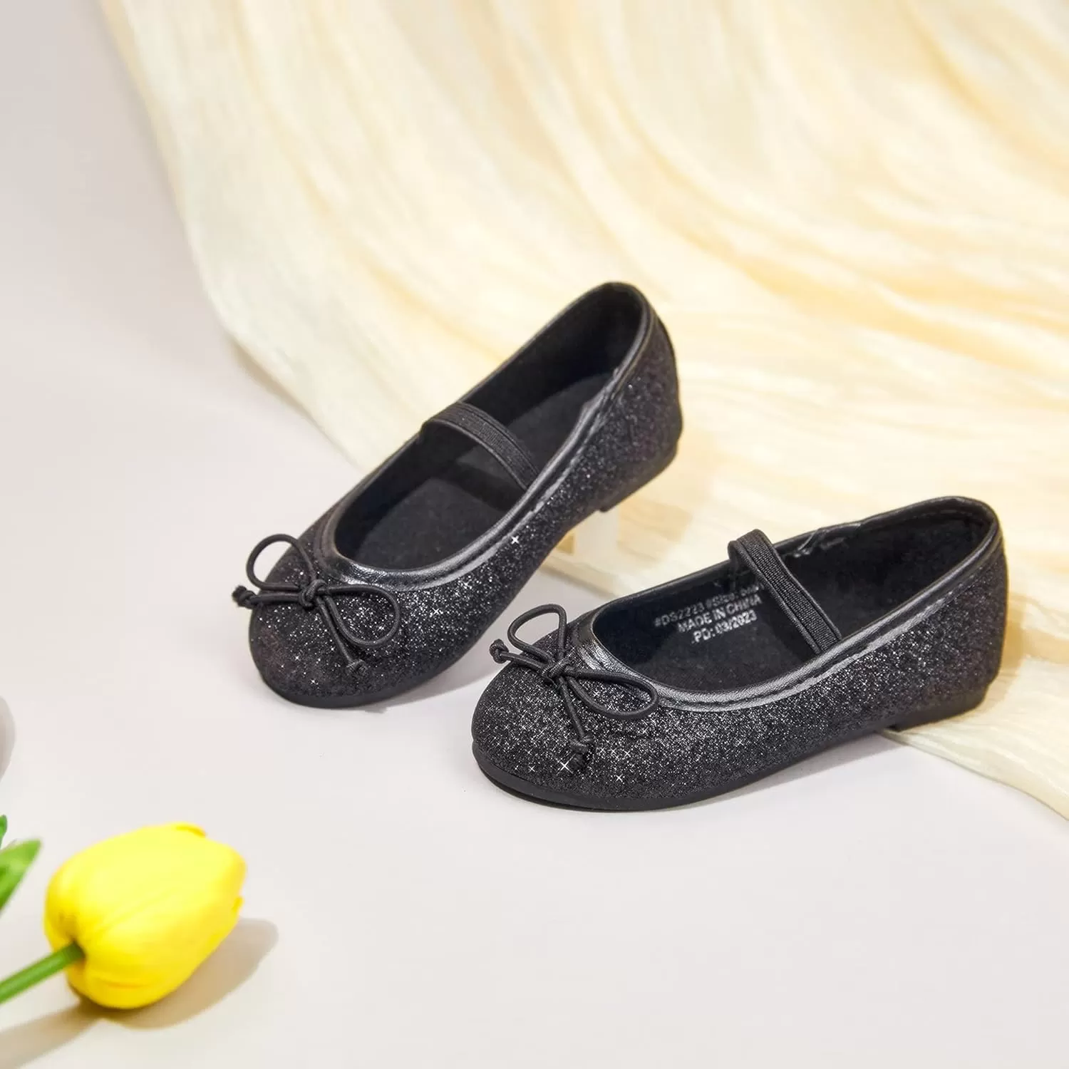 imageFlaryzone ToddlerLittle Girls Ballerina Flat Mary Jane Princess Dress Shoes  Wedding School PartyBlackfh23