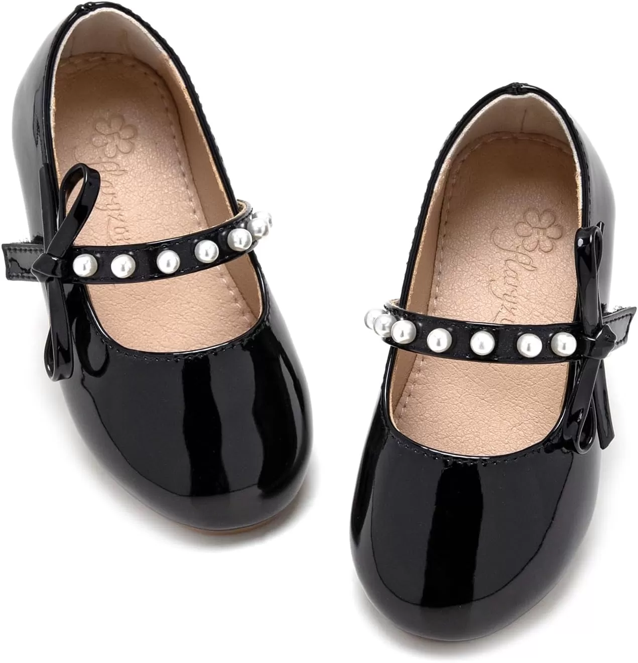imageFlaryzone ToddlerLittle Girls Ballerina Flat Mary Jane Princess Dress Shoes  Wedding School PartyBlackfm11