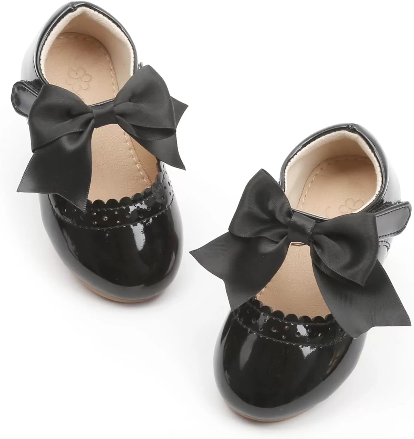 imageFlaryzone ToddlerLittle Girls Ballerina Flat Mary Jane Princess Dress Shoes  Wedding School PartyBlackfm13