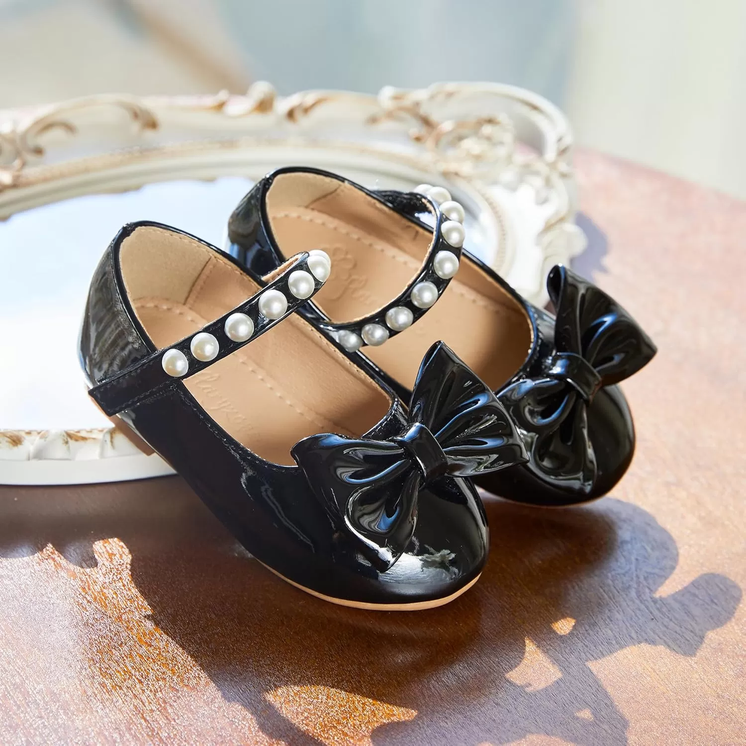 imageFlaryzone ToddlerLittle Girls Ballerina Flat Mary Jane Princess Dress Shoes  Wedding School PartyBlackfm17