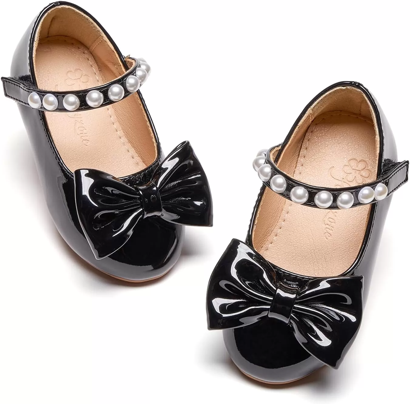 imageFlaryzone ToddlerLittle Girls Ballerina Flat Mary Jane Princess Dress Shoes  Wedding School PartyBlackfm17