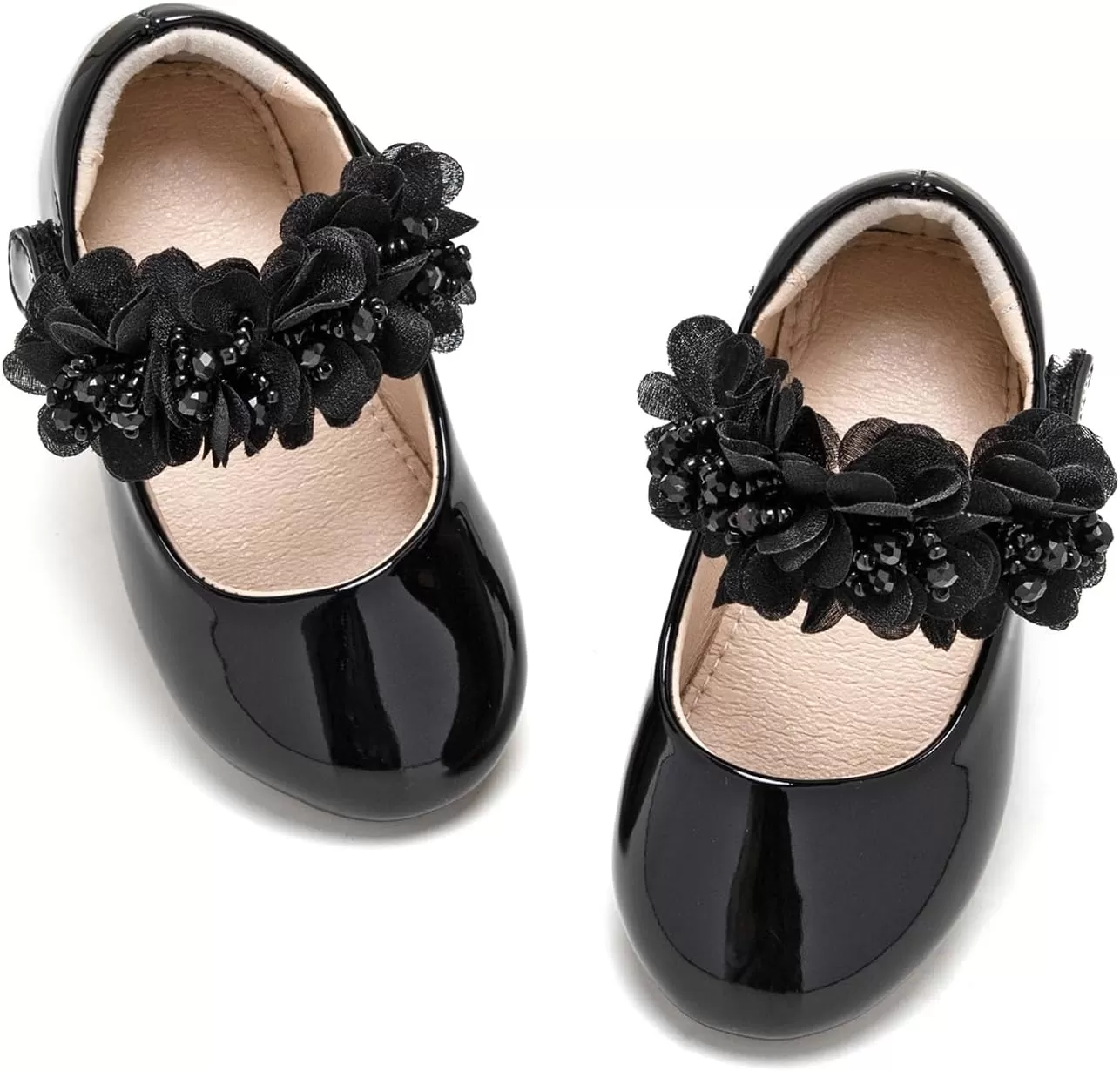 imageFlaryzone ToddlerLittle Girls Ballerina Flat Mary Jane Princess Dress Shoes  Wedding School PartyBlackfr65