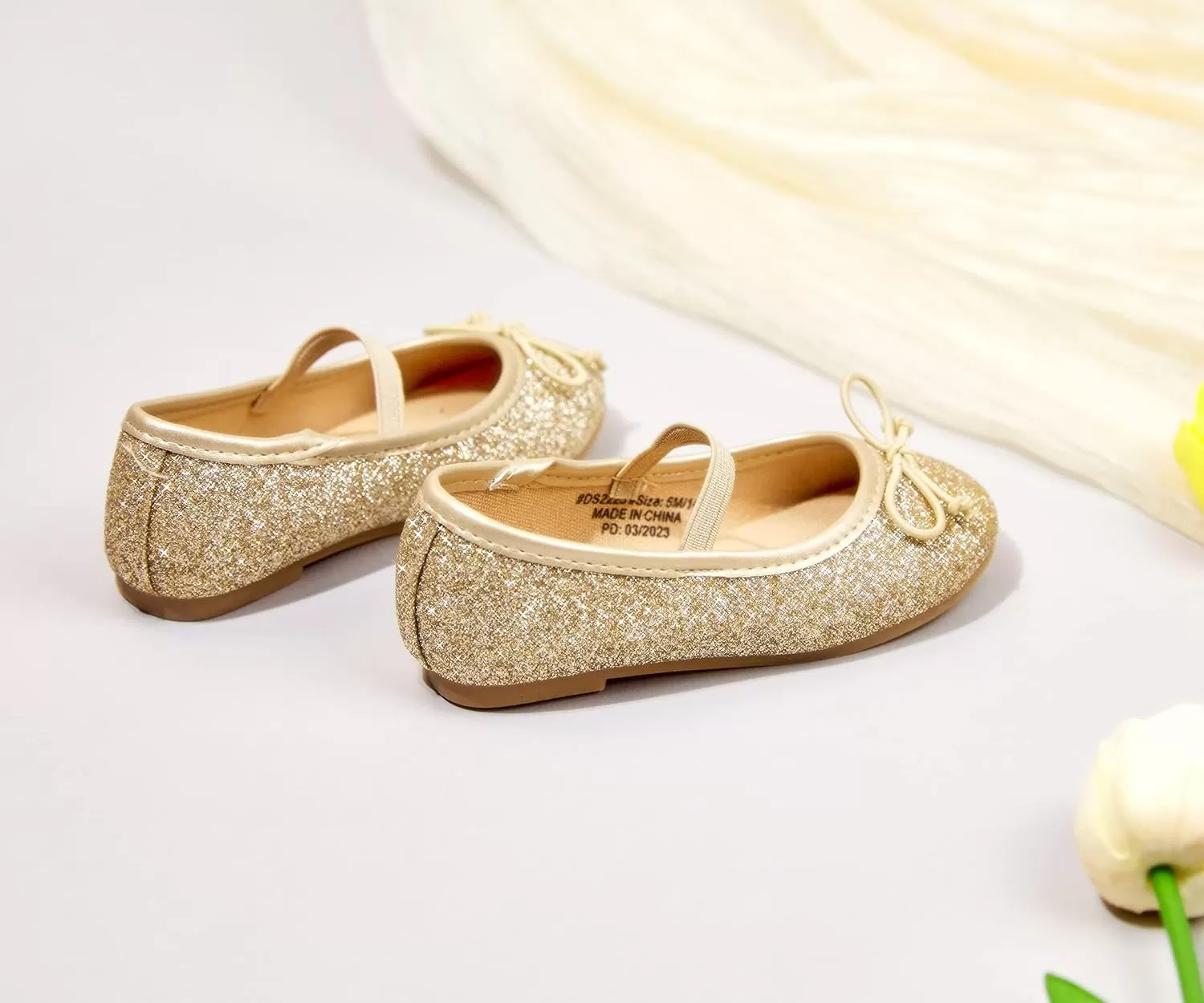 imageFlaryzone ToddlerLittle Girls Ballerina Flat Mary Jane Princess Dress Shoes  Wedding School PartyGoldfh23