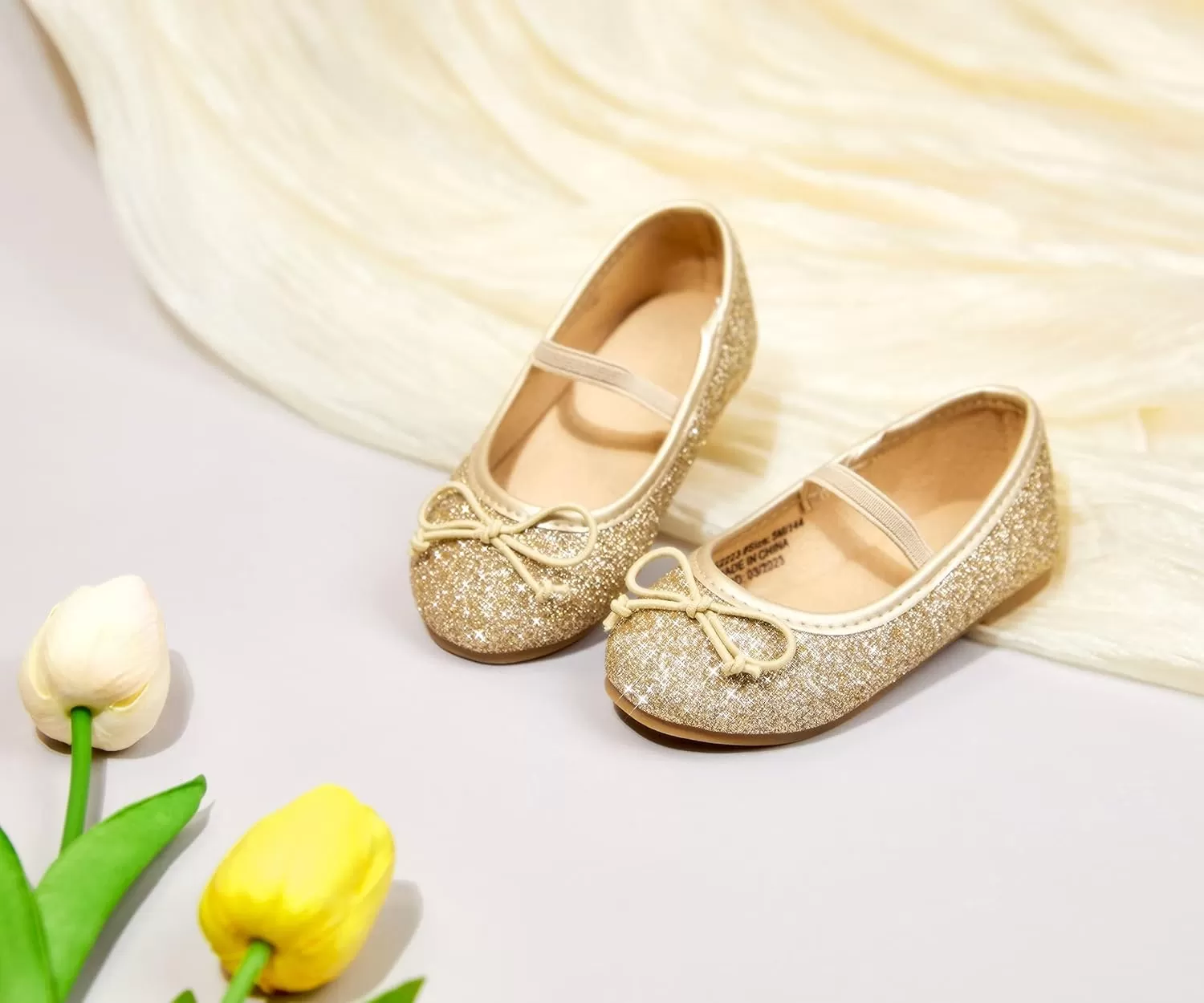 imageFlaryzone ToddlerLittle Girls Ballerina Flat Mary Jane Princess Dress Shoes  Wedding School PartyGoldfh23