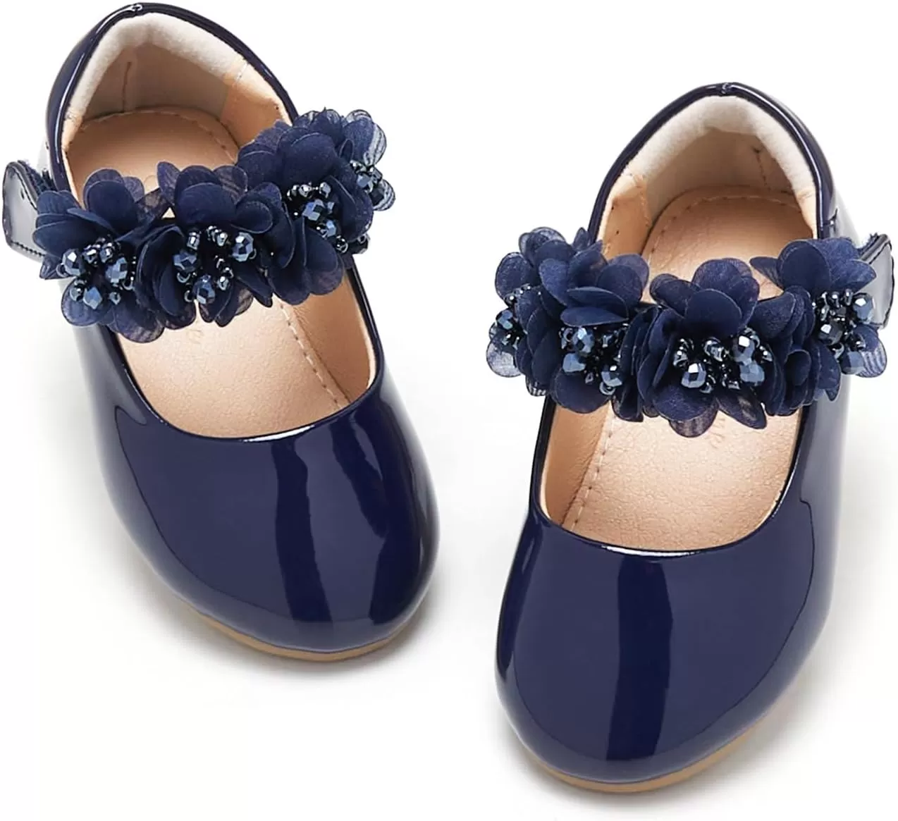 imageFlaryzone ToddlerLittle Girls Ballerina Flat Mary Jane Princess Dress Shoes  Wedding School PartyNavyfr65