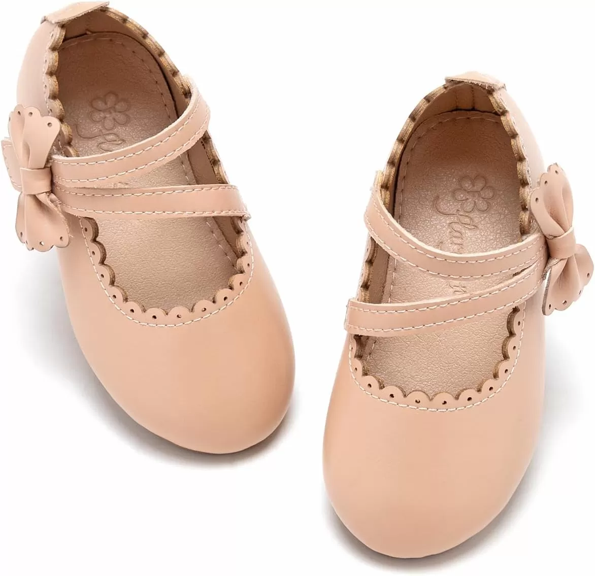 imageFlaryzone ToddlerLittle Girls Ballerina Flat Mary Jane Princess Dress Shoes  Wedding School PartyNudefr62