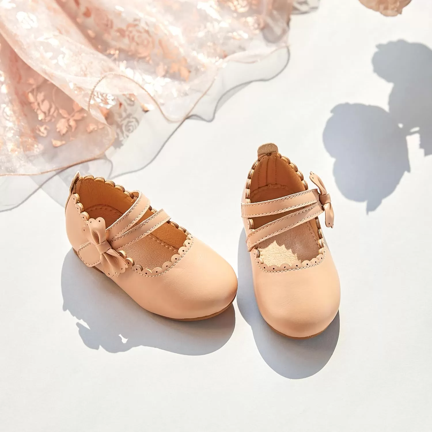 imageFlaryzone ToddlerLittle Girls Ballerina Flat Mary Jane Princess Dress Shoes  Wedding School PartyNudefr62