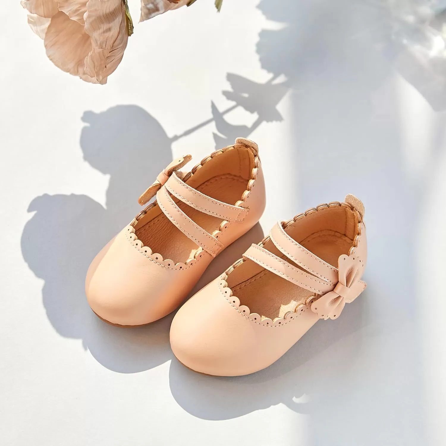 imageFlaryzone ToddlerLittle Girls Ballerina Flat Mary Jane Princess Dress Shoes  Wedding School PartyNudefr62