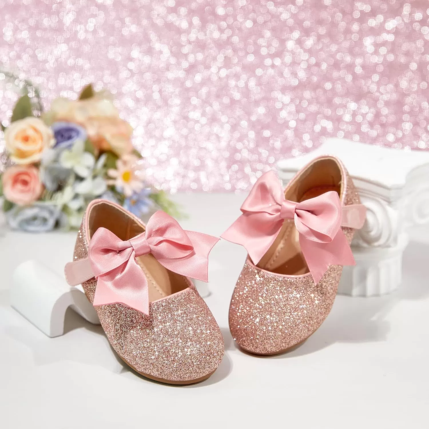 imageFlaryzone ToddlerLittle Girls Ballerina Flat Mary Jane Princess Dress Shoes  Wedding School PartyPinkfm12