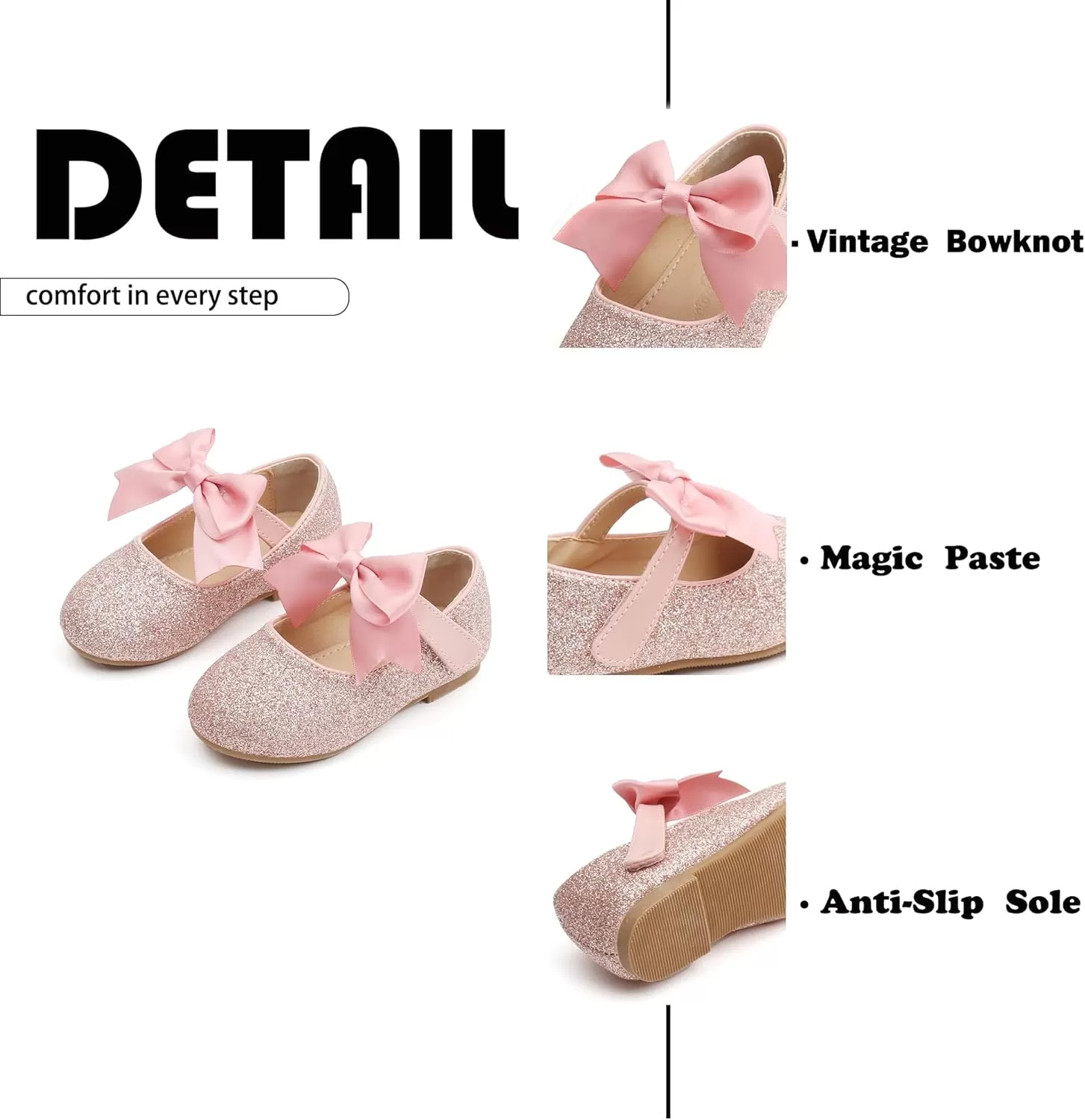 imageFlaryzone ToddlerLittle Girls Ballerina Flat Mary Jane Princess Dress Shoes  Wedding School PartyPinkfm12