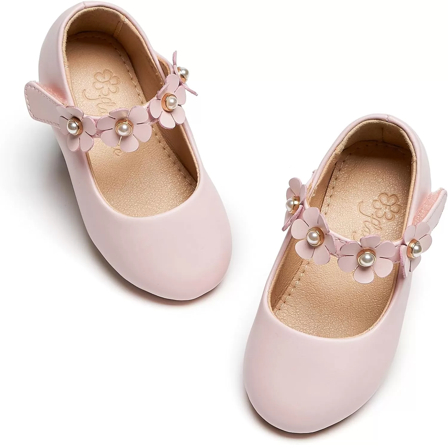 imageFlaryzone ToddlerLittle Girls Ballerina Flat Mary Jane Princess Dress Shoes  Wedding School PartyPinkfm15