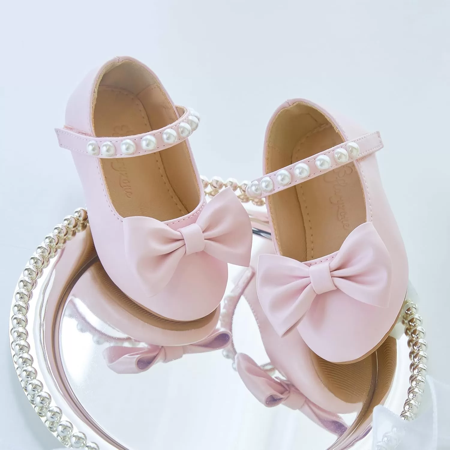 imageFlaryzone ToddlerLittle Girls Ballerina Flat Mary Jane Princess Dress Shoes  Wedding School PartyPinkfm18