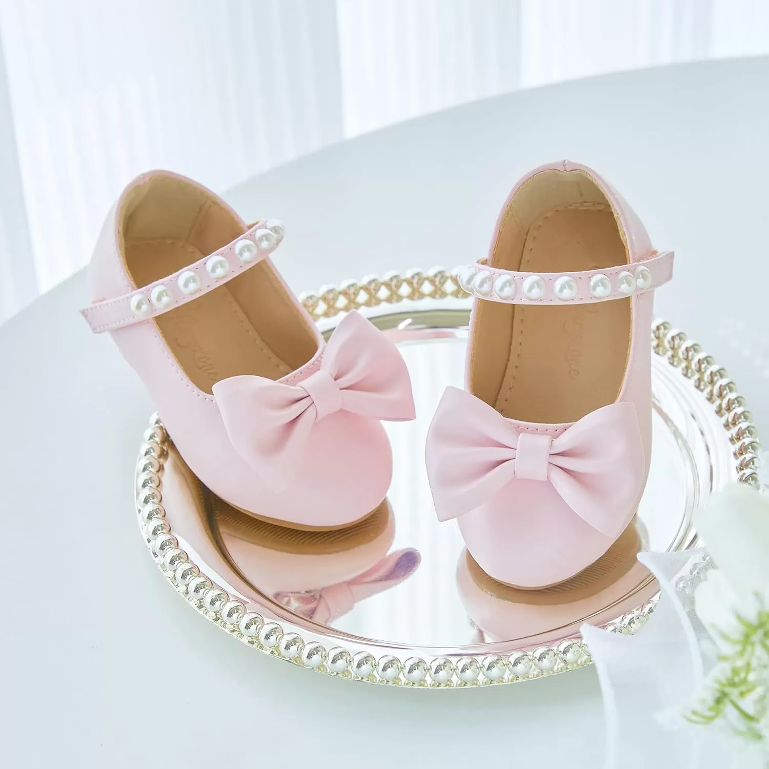 imageFlaryzone ToddlerLittle Girls Ballerina Flat Mary Jane Princess Dress Shoes  Wedding School PartyPinkfm18