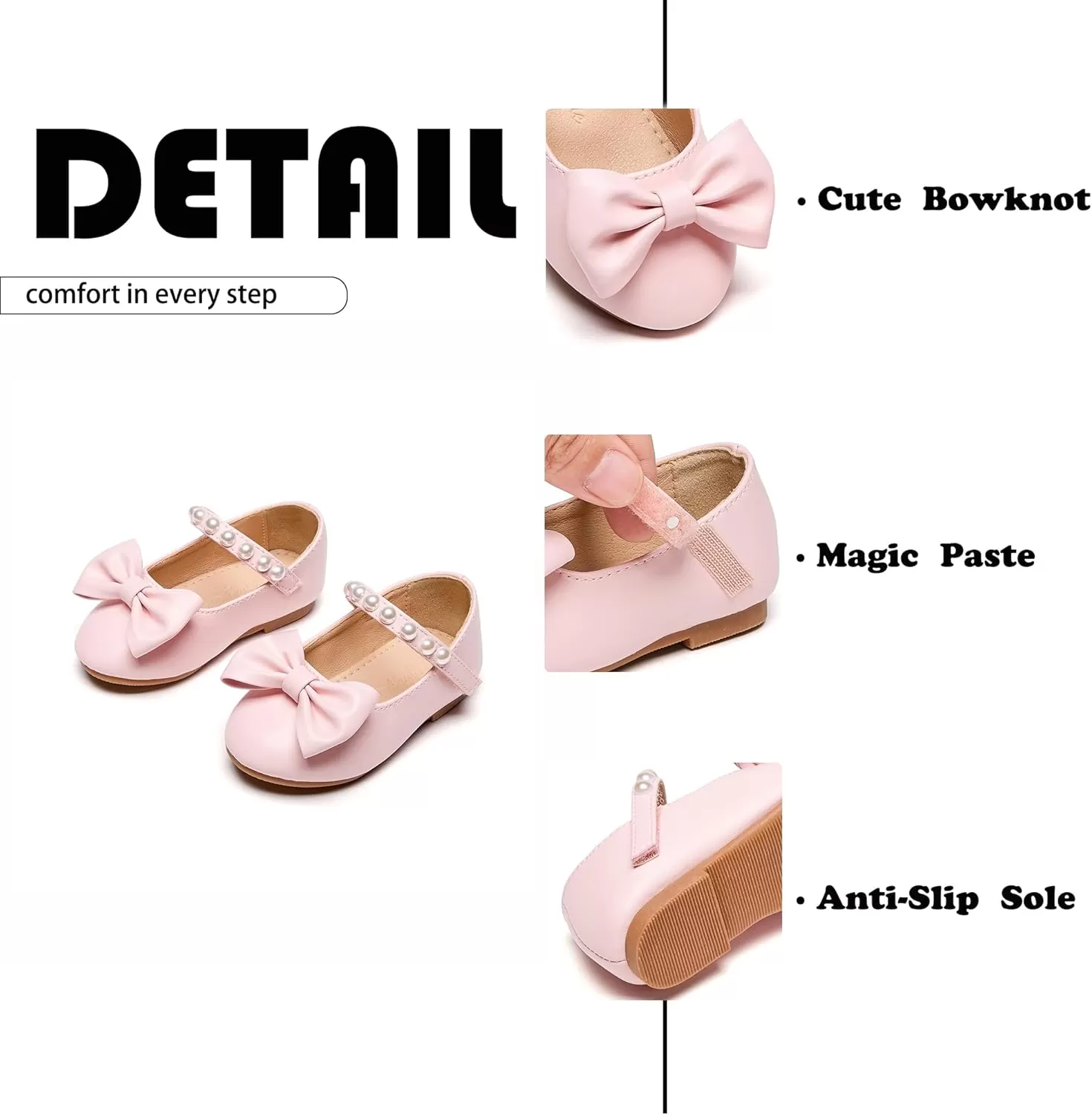 imageFlaryzone ToddlerLittle Girls Ballerina Flat Mary Jane Princess Dress Shoes  Wedding School PartyPinkfm18