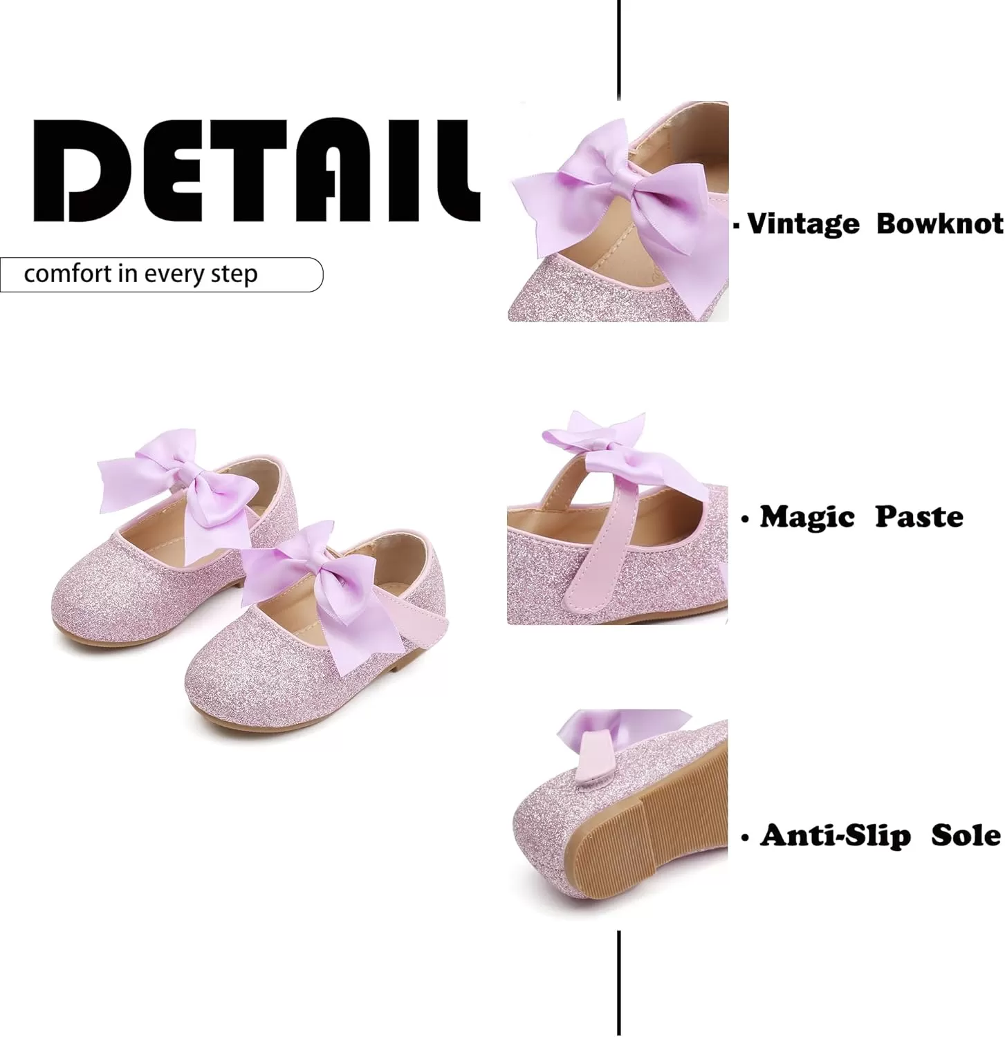 imageFlaryzone ToddlerLittle Girls Ballerina Flat Mary Jane Princess Dress Shoes  Wedding School PartyPurplefm12