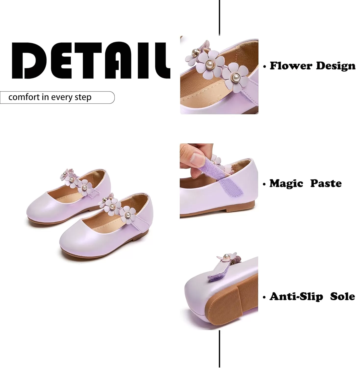 imageFlaryzone ToddlerLittle Girls Ballerina Flat Mary Jane Princess Dress Shoes  Wedding School PartyPurplefm15