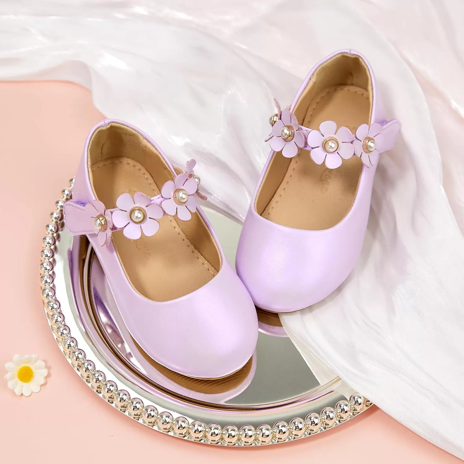 imageFlaryzone ToddlerLittle Girls Ballerina Flat Mary Jane Princess Dress Shoes  Wedding School PartyPurplefm15