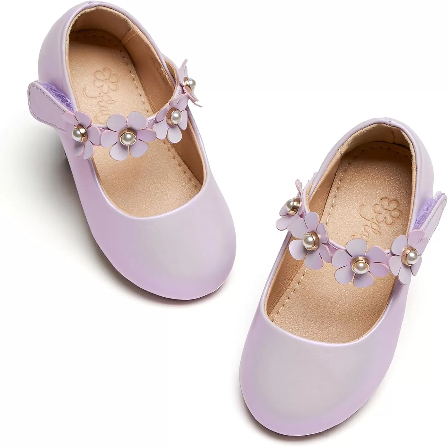 imageFlaryzone ToddlerLittle Girls Ballerina Flat Mary Jane Princess Dress Shoes  Wedding School PartyPurplefm15