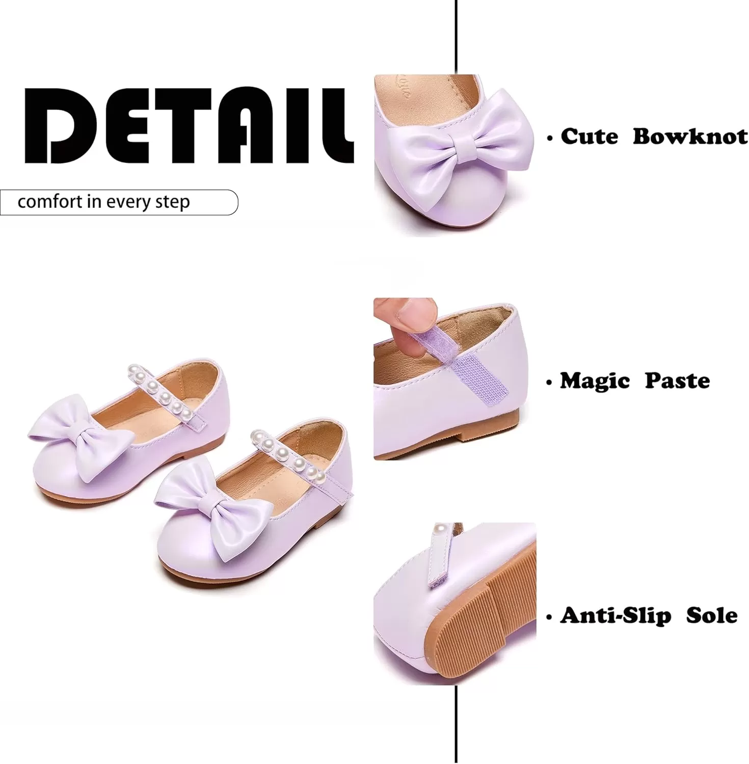 imageFlaryzone ToddlerLittle Girls Ballerina Flat Mary Jane Princess Dress Shoes  Wedding School PartyPurplefm18