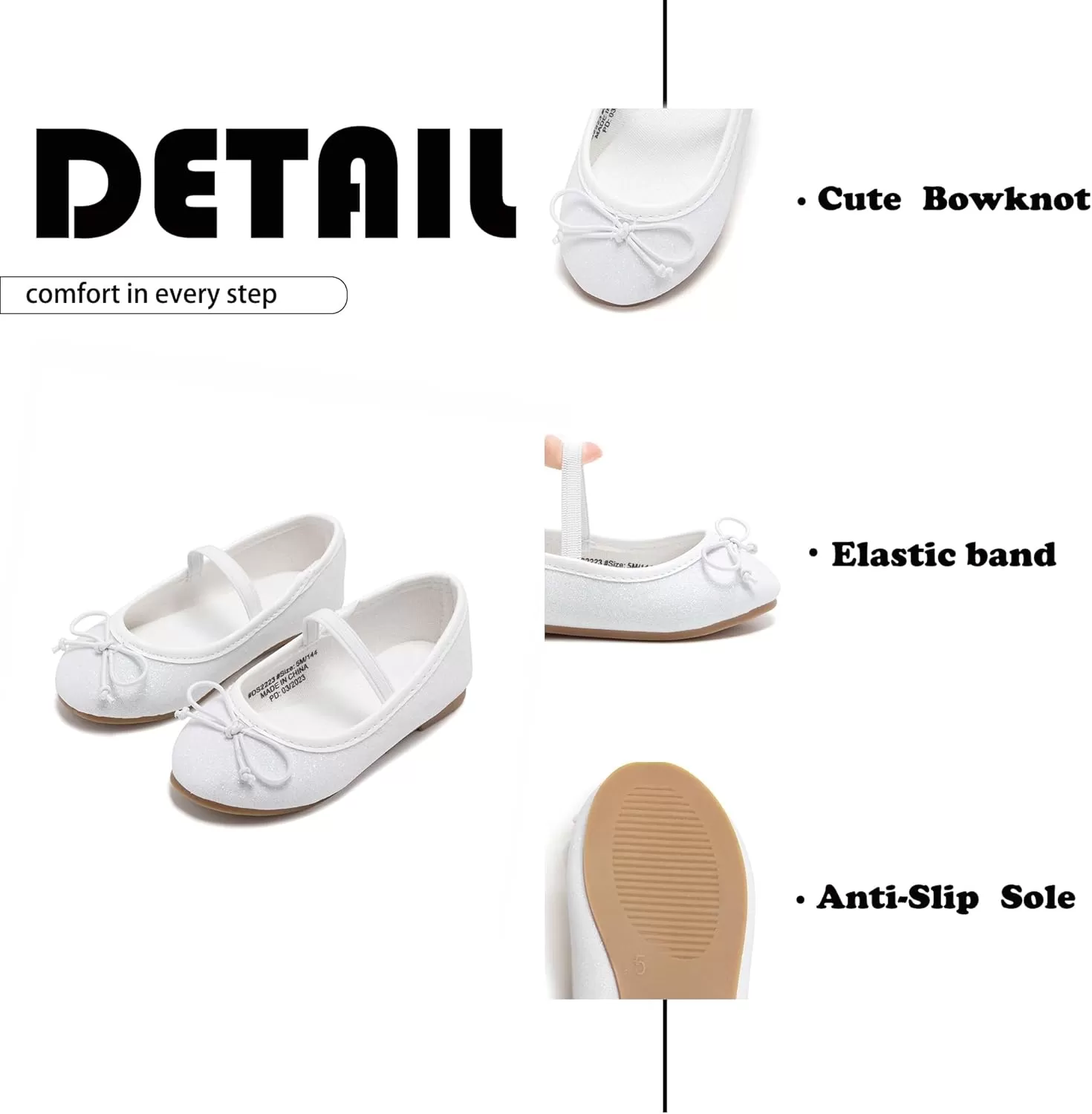 imageFlaryzone ToddlerLittle Girls Ballerina Flat Mary Jane Princess Dress Shoes  Wedding School PartyWhitefh23