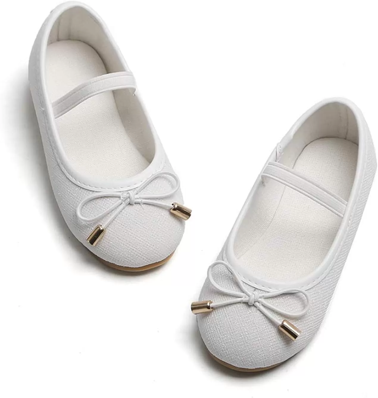 imageFlaryzone ToddlerLittle Girls Ballerina Flat Mary Jane Princess Dress Shoes  Wedding School PartyWhiteflr8816