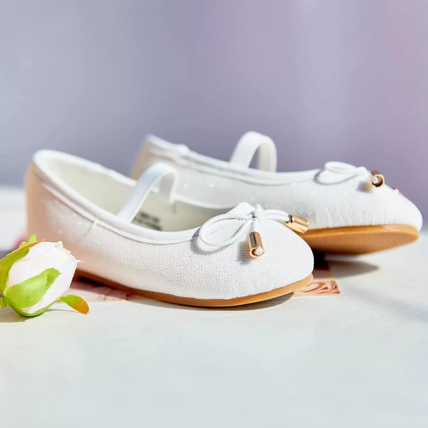 imageFlaryzone ToddlerLittle Girls Ballerina Flat Mary Jane Princess Dress Shoes  Wedding School PartyWhiteflr8816