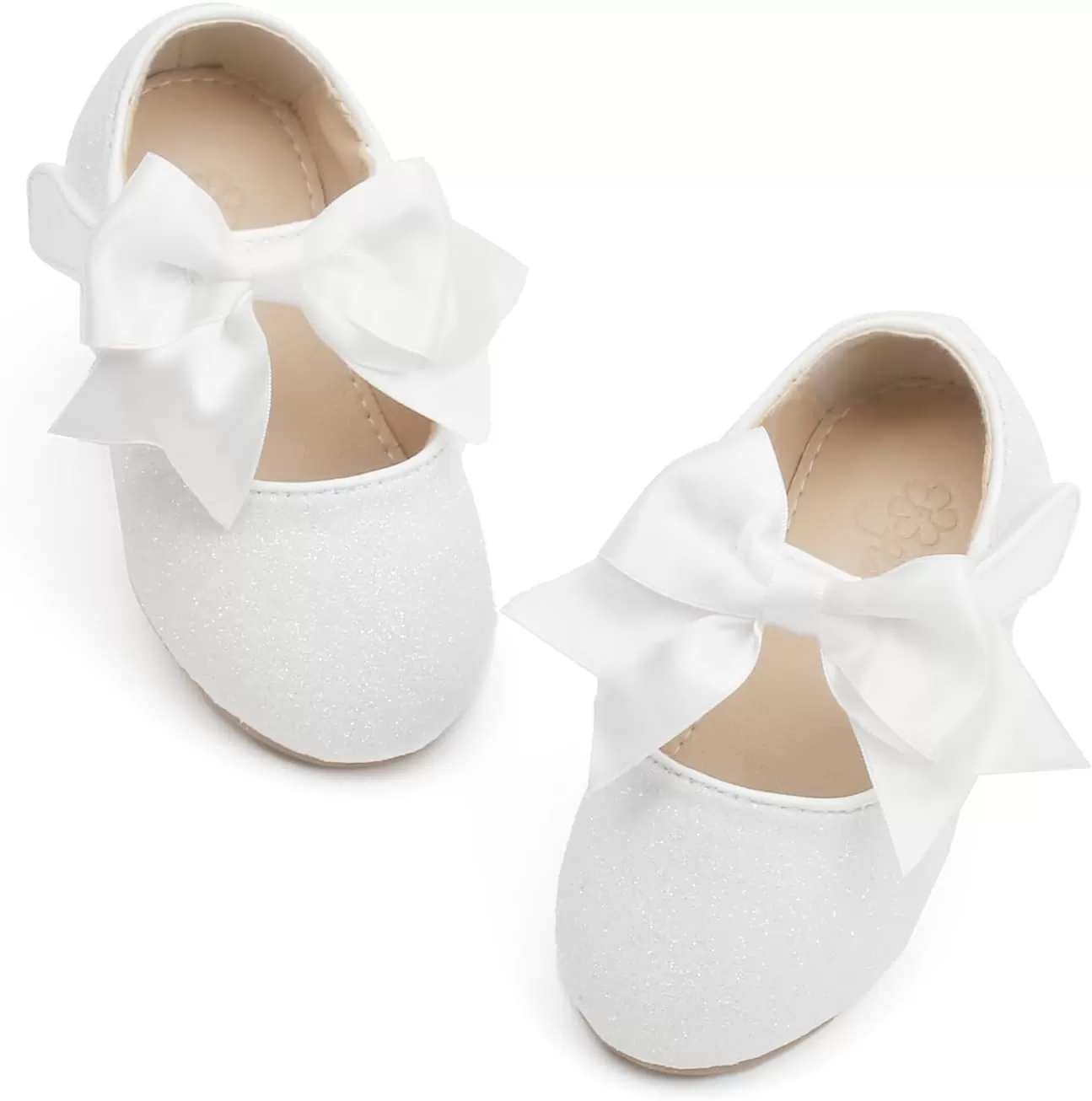 imageFlaryzone ToddlerLittle Girls Ballerina Flat Mary Jane Princess Dress Shoes  Wedding School PartyWhitefm12