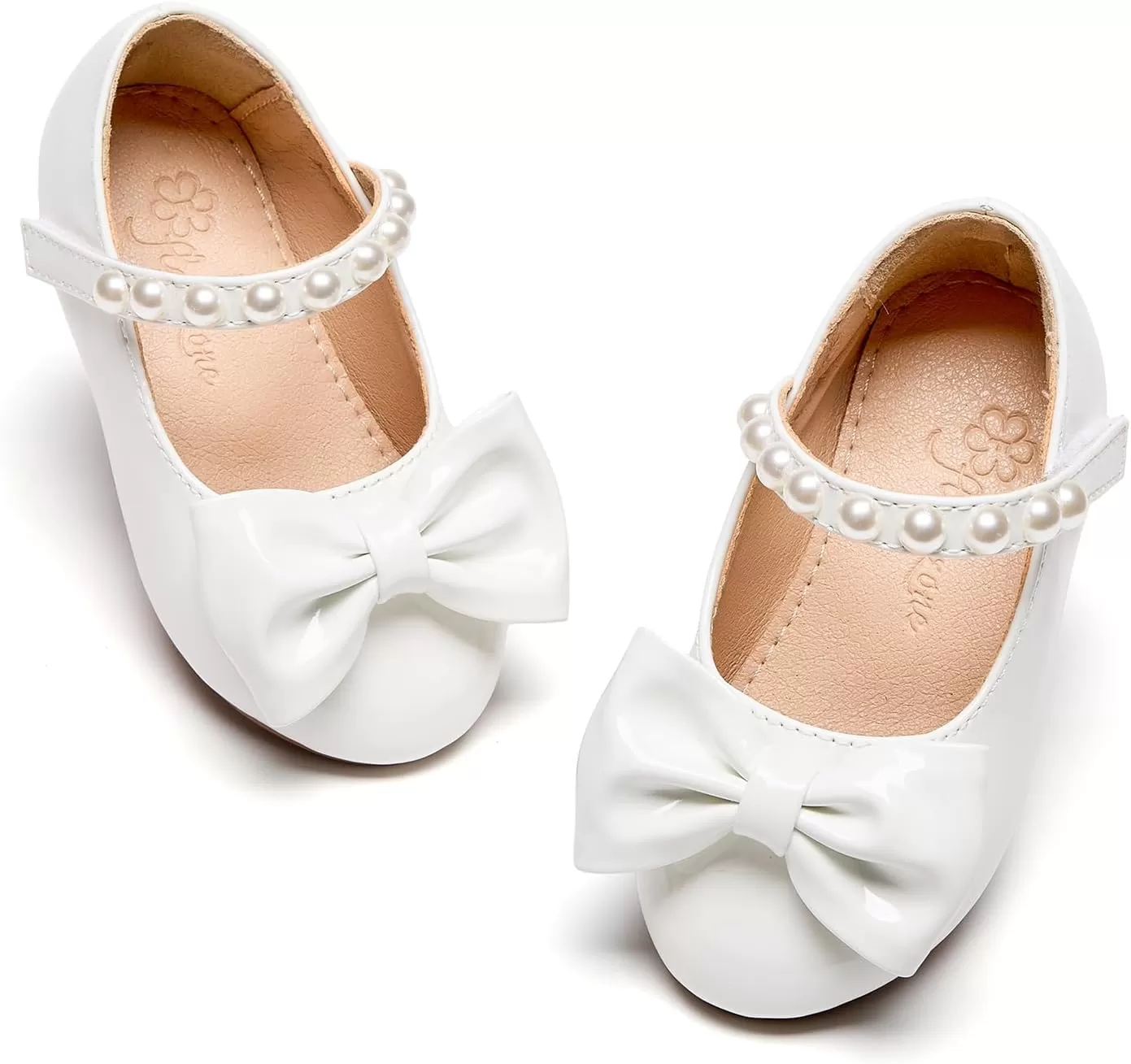 imageFlaryzone ToddlerLittle Girls Ballerina Flat Mary Jane Princess Dress Shoes  Wedding School PartyWhitefm17