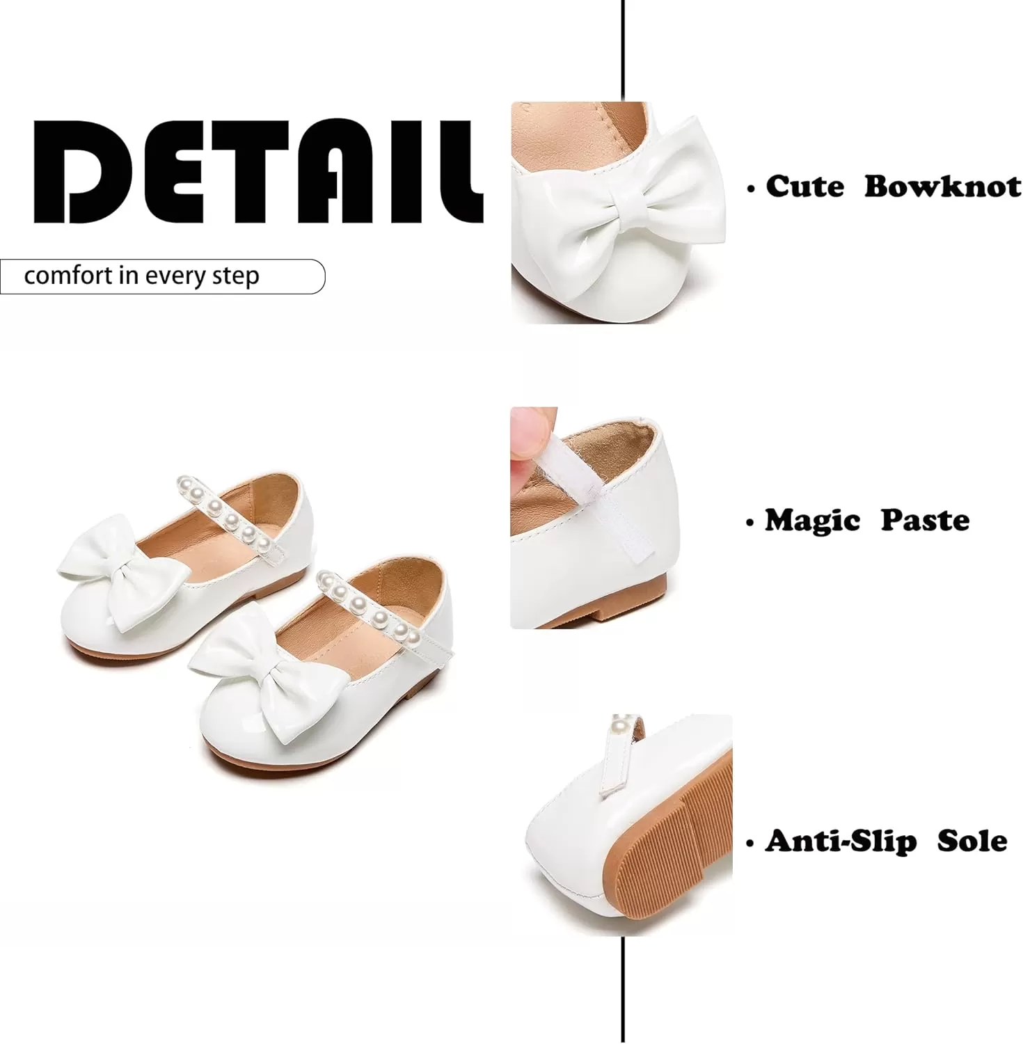 imageFlaryzone ToddlerLittle Girls Ballerina Flat Mary Jane Princess Dress Shoes  Wedding School PartyWhitefm17
