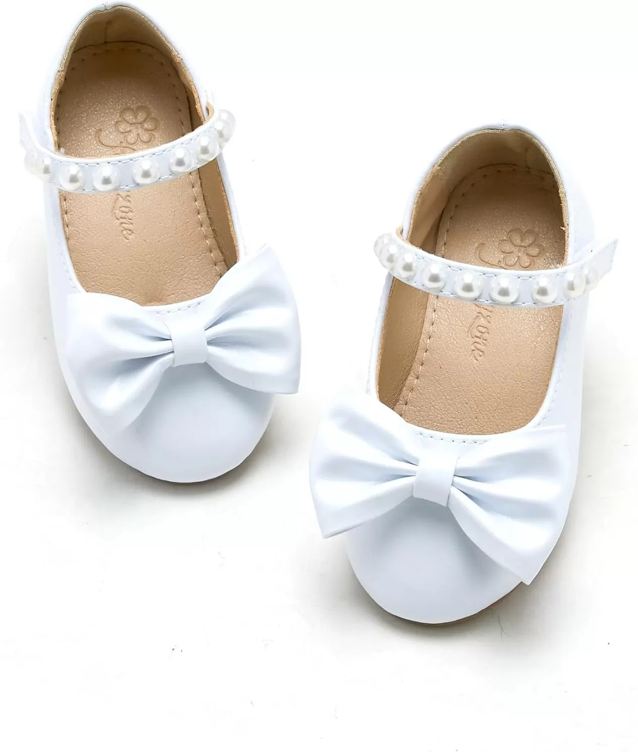 imageFlaryzone ToddlerLittle Girls Ballerina Flat Mary Jane Princess Dress Shoes  Wedding School PartyWhitefm18