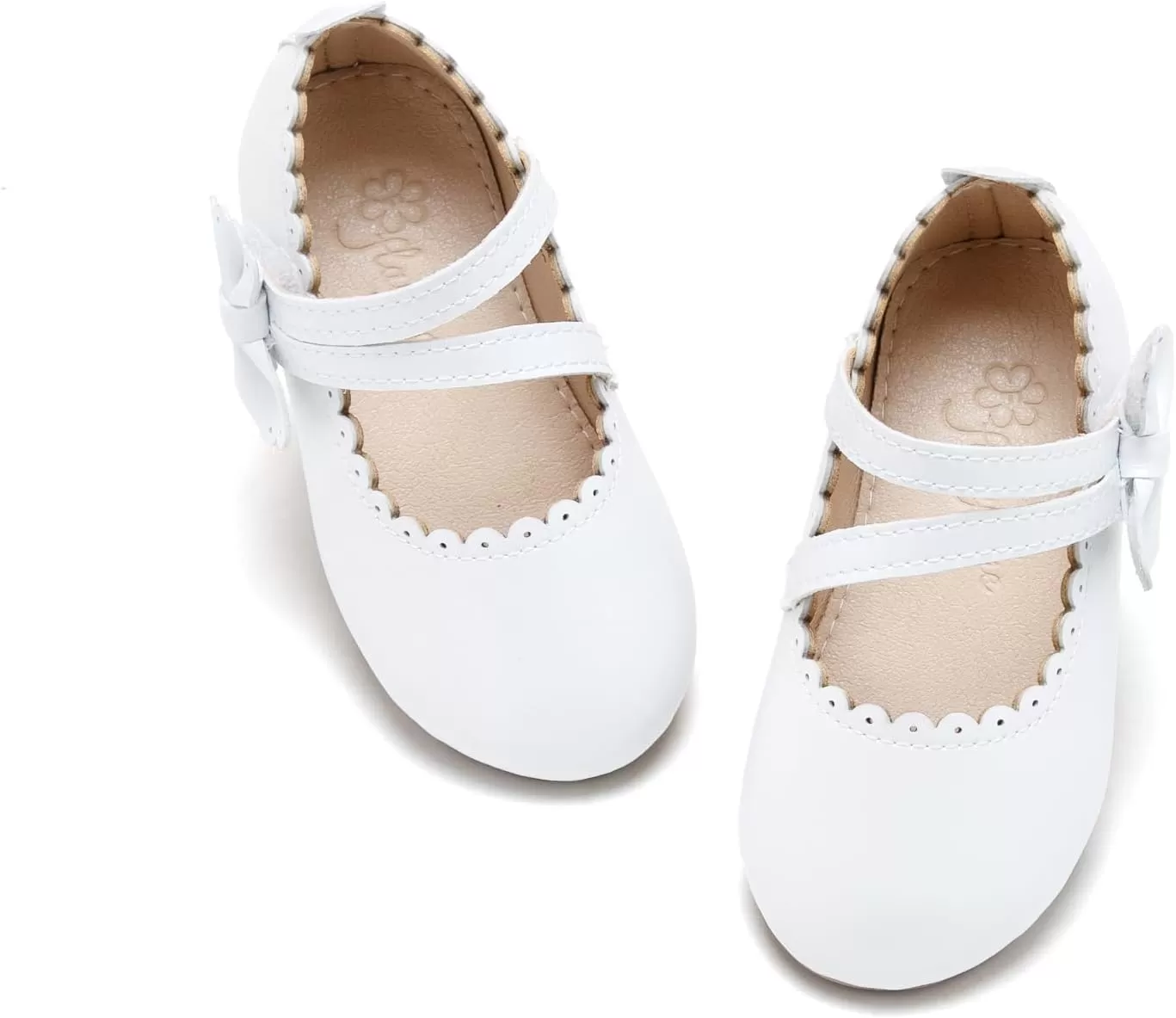 imageFlaryzone ToddlerLittle Girls Ballerina Flat Mary Jane Princess Dress Shoes  Wedding School PartyWhitefr62