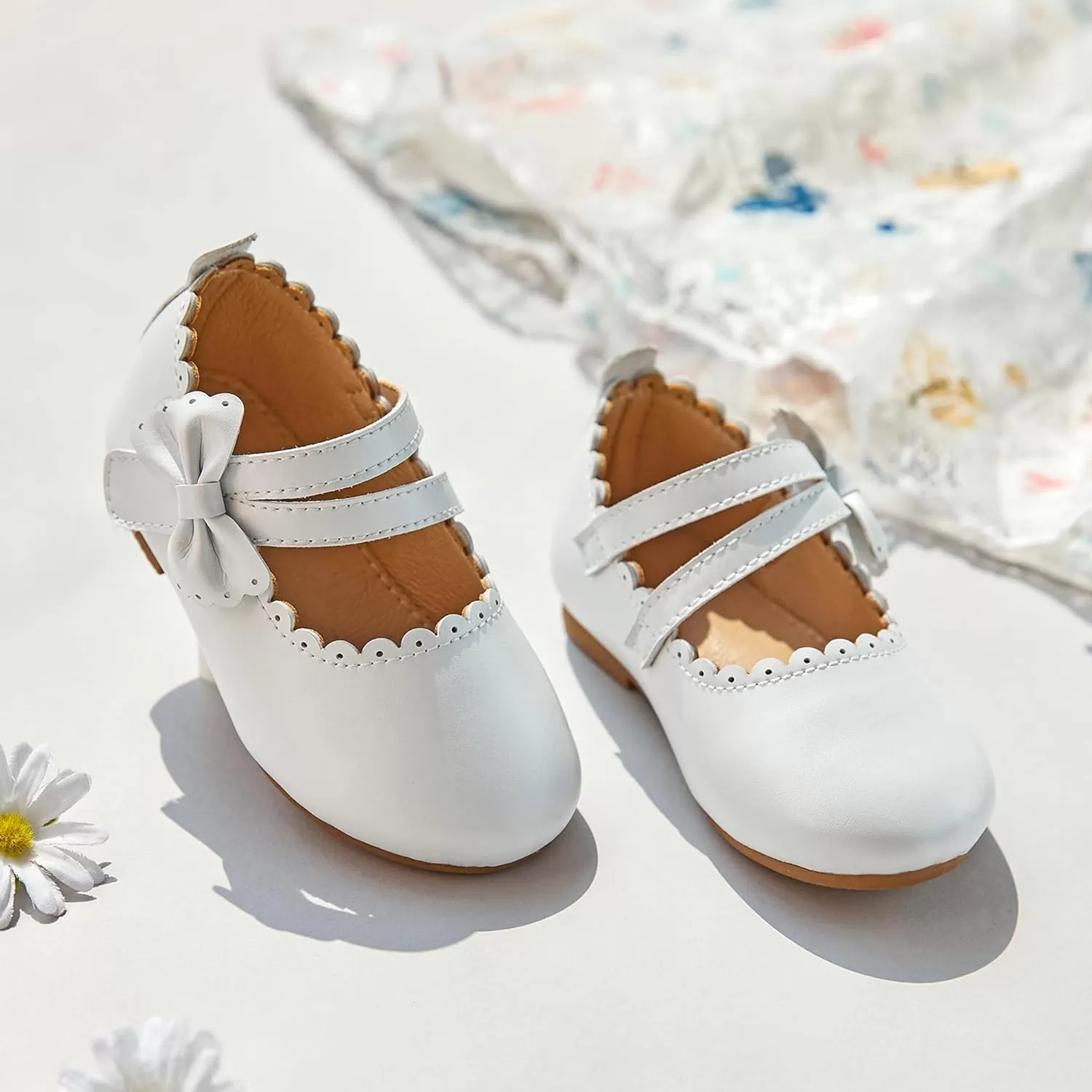 imageFlaryzone ToddlerLittle Girls Ballerina Flat Mary Jane Princess Dress Shoes  Wedding School PartyWhitefr62