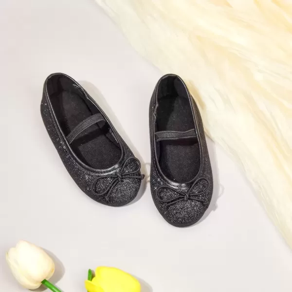 imageFlaryzone ToddlerLittle Girls Ballerina Flat Mary Jane Princess Dress Shoes  Wedding School PartyBlackfh23